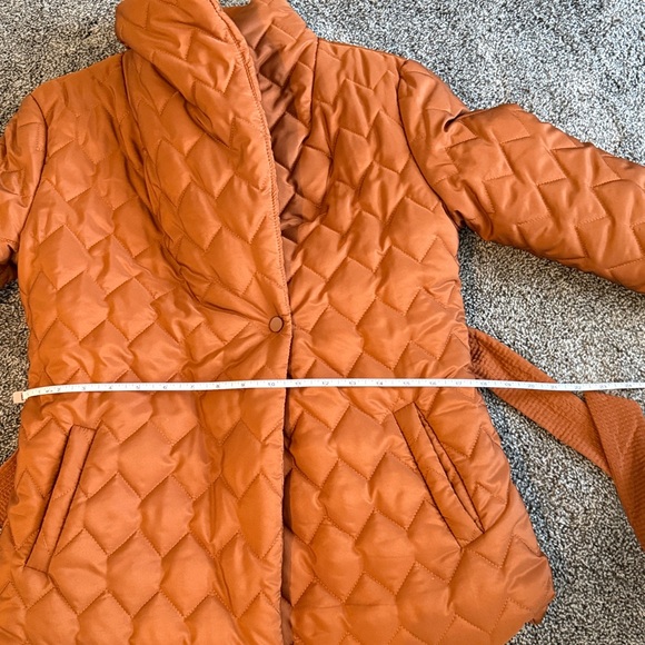 Women's Quilted Belted Jacket - NWOT Rust M - Picture 5 of 10